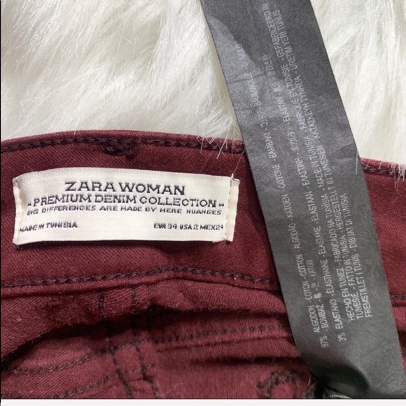 2/$20🌸 Zara Zipper Ankle Burgundy Skinny Jeans - Picture 6 of 8